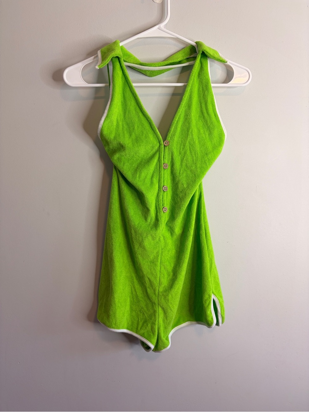 Urban Outfitters Bright Green Terry Halter Romper Sml
